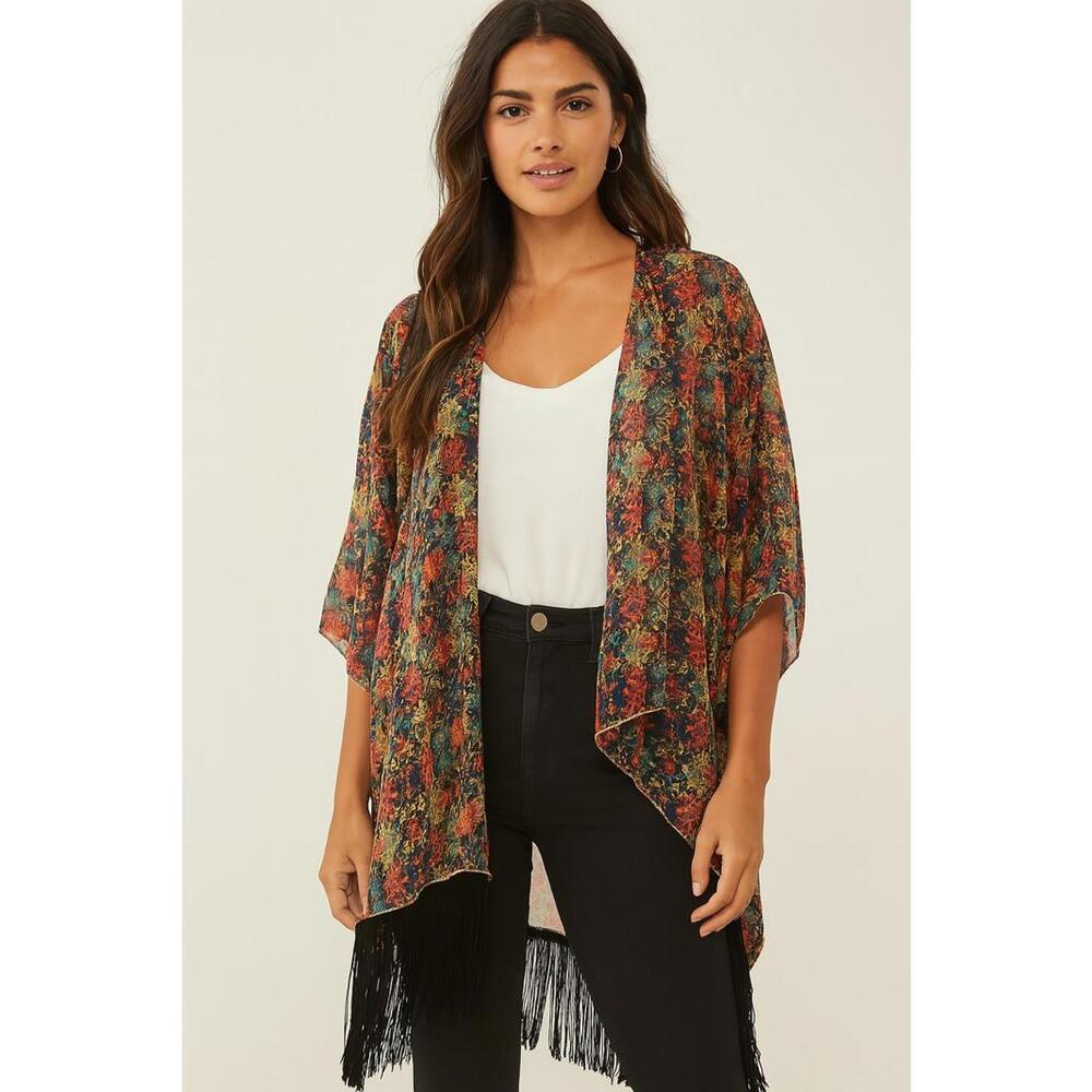 Lularoe Monroe Kimono Shrug Open Front Multicolor Women’s Size Large.